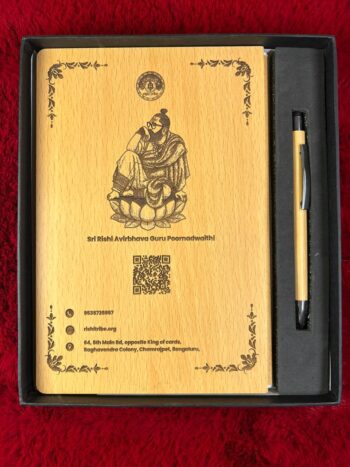 Personalized wooden engraved diary and pen gift set with custom photo and name – premium bamboo diary gift India