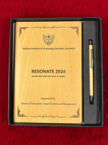 Personalized wooden engraved diary and pen gift set with custom photo and name – premium bamboo diary gift India