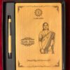 Personalized wooden engraved diary and pen gift set with custom photo and name – premium bamboo diary gift India