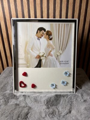 Personalized LED Photo Frame with Heart & Flower Design