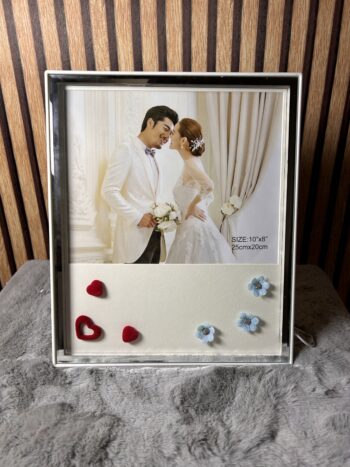Personalized LED Photo Frame with Heart & Flower Design