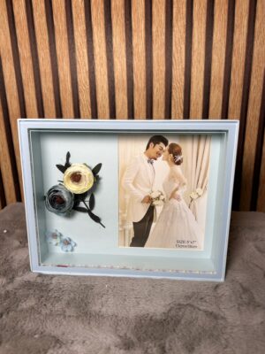 Personalized Blue Square Photo Frame with Flowers - Modakseja