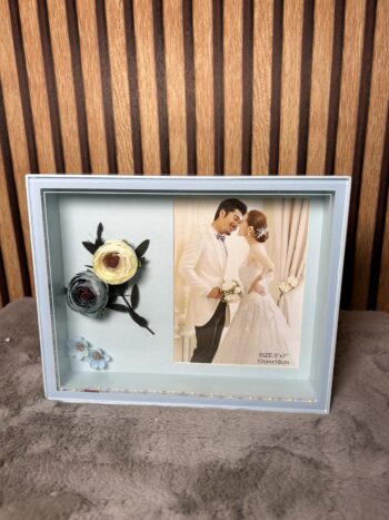 Personalized Blue Square Photo Frame with Flowers - Modakseja