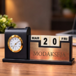 Professional Executive Desk Calendar with Gold Trim Clock -Modakseja