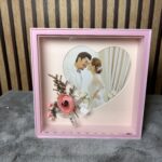 Personalized Pink Square Heart Photo Frame with Flower - Modakseja