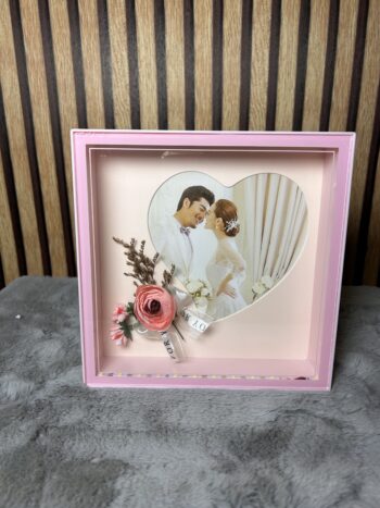 Personalized Pink Square Heart Photo Frame with Flower - Modakseja