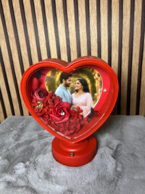 red heart led frame with personalized photo