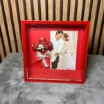 Personalized Red Square Photo Frame with Flower - Modakseja