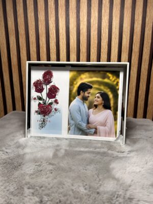 Personalized Rectangle Photo Frame with Rose - Modakseja