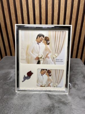 Personalized Two Photo Rectangle Frame with Rose - Modakseja