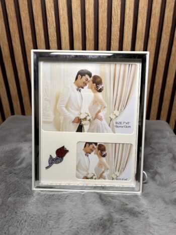 Personalized Two Photo Rectangle Frame with Rose - Modakseja