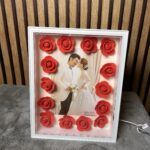 Personalized White LED Photo Frame with Red Roses- Modakseja
